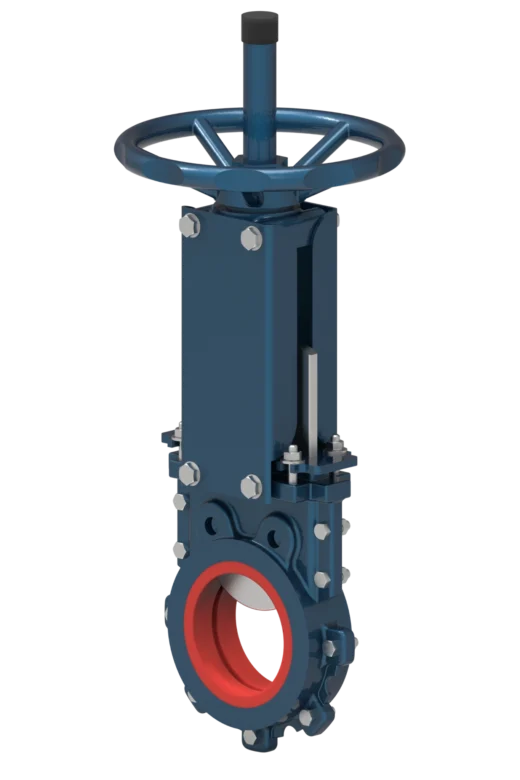Knife gate valve model 108, DN50–DN800, PN10–PN16, features a two-piece body and a polyurethane seal.
